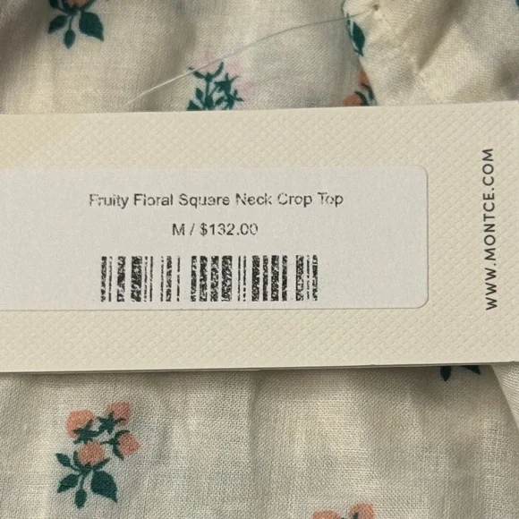 Montce Fruity Floral Crop Top and Headband, Size M, Color Ivory/Green/Pink - Picture 10 of 12
